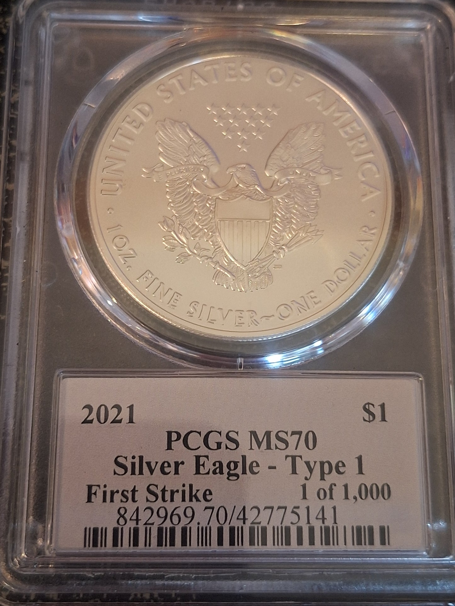 2021 $1 silver eagle ms70 pcgs signed by thomas Cleveland
