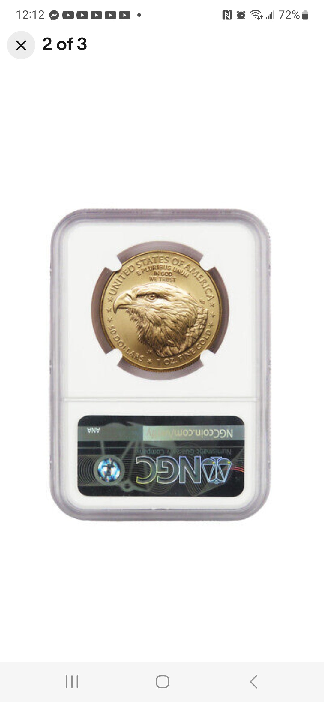 2022 W $50 1 OZ AGE MS69 MINT ERROR OBVERSE STRUCK THRU - MULE- NGC