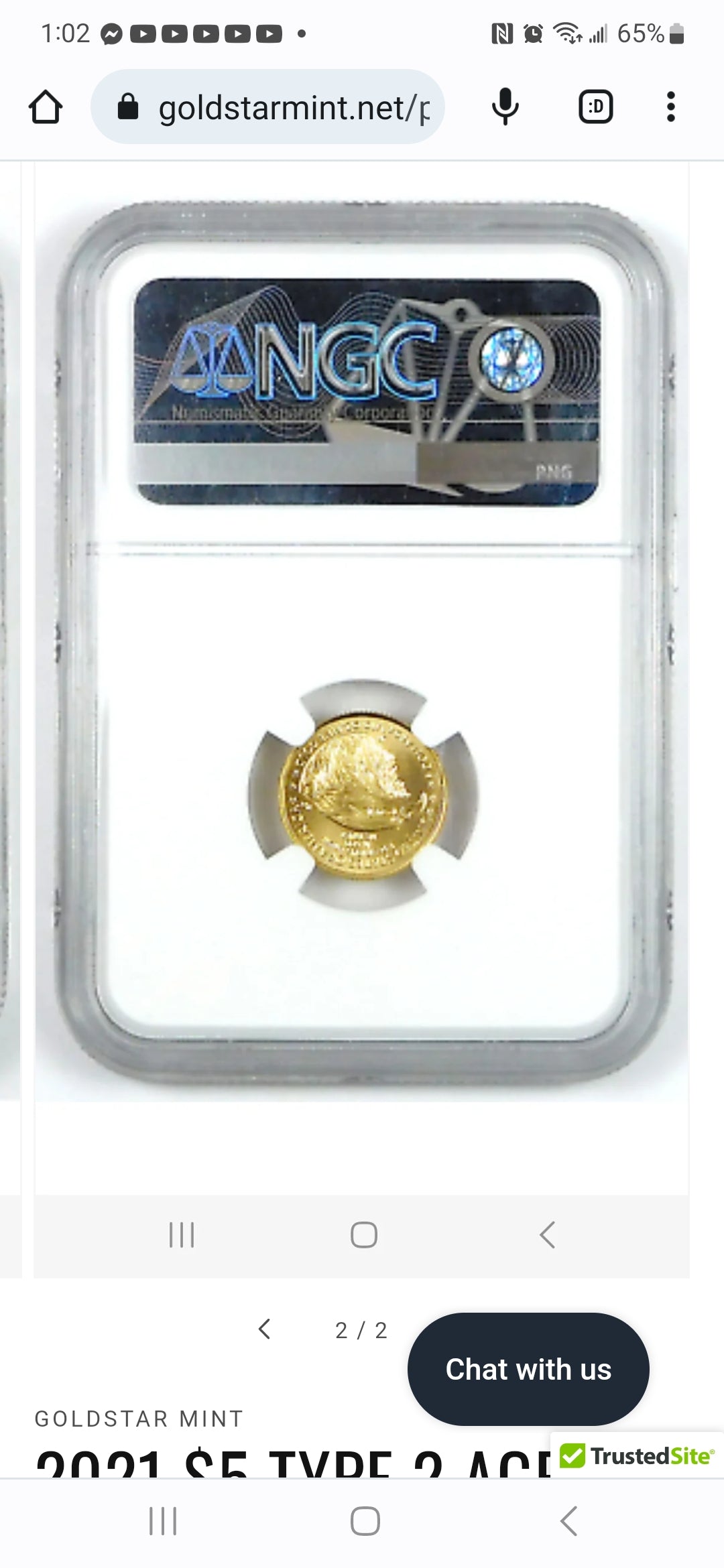 2021(W) $5 TYPE 2 AGE MS69 MINT ERROR OBVERSE STRUCK THRU - MULE- NGC