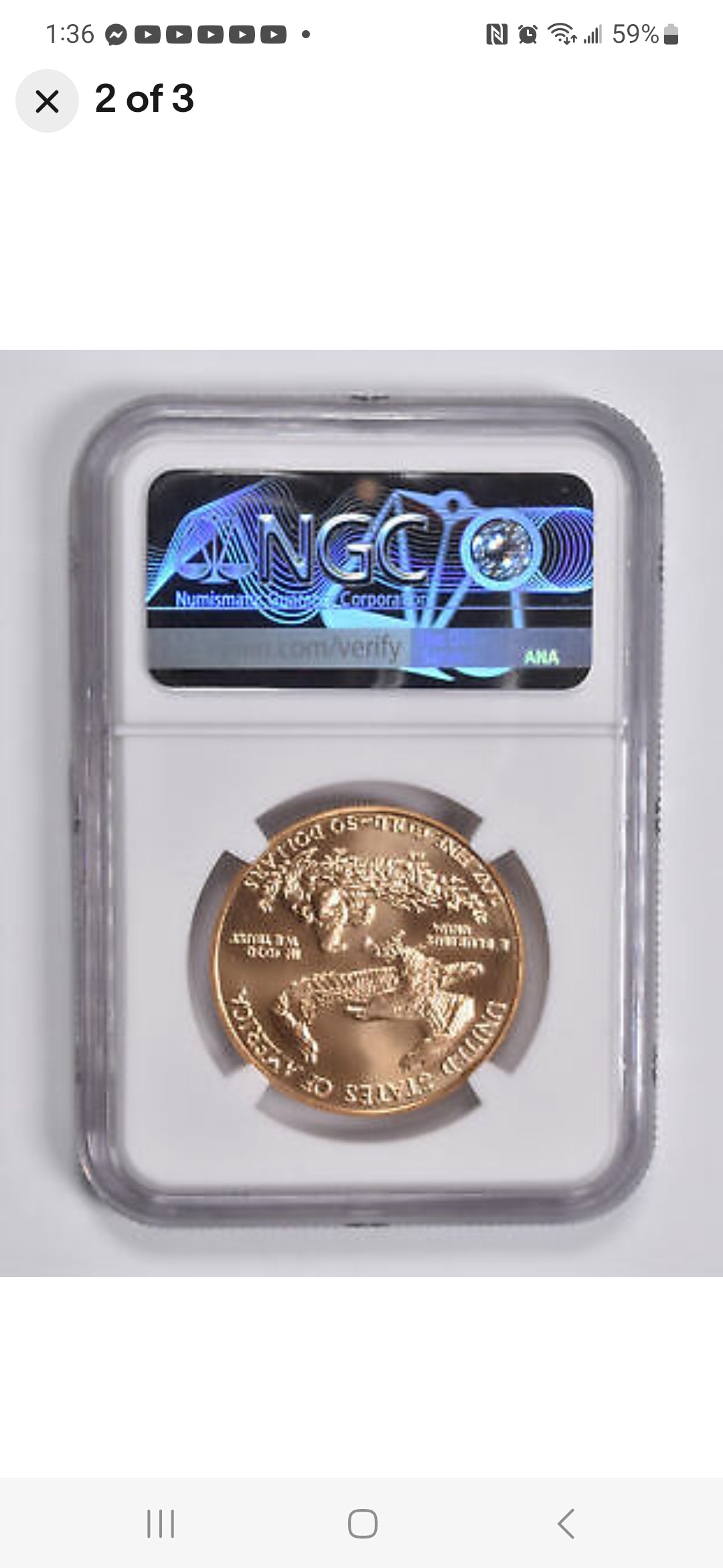 1986 $50 1 OZ .999 AGE MS69 MINT ERROR-OBVERSE STRUCK THRU "FIRST YEAR OF ISSUE" NGC-MULE