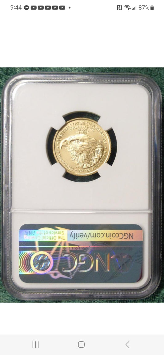 2022 $10 AGE MS69 MINT ERROR OBVERSE STRUCK THRU FDI NGC - MULE-