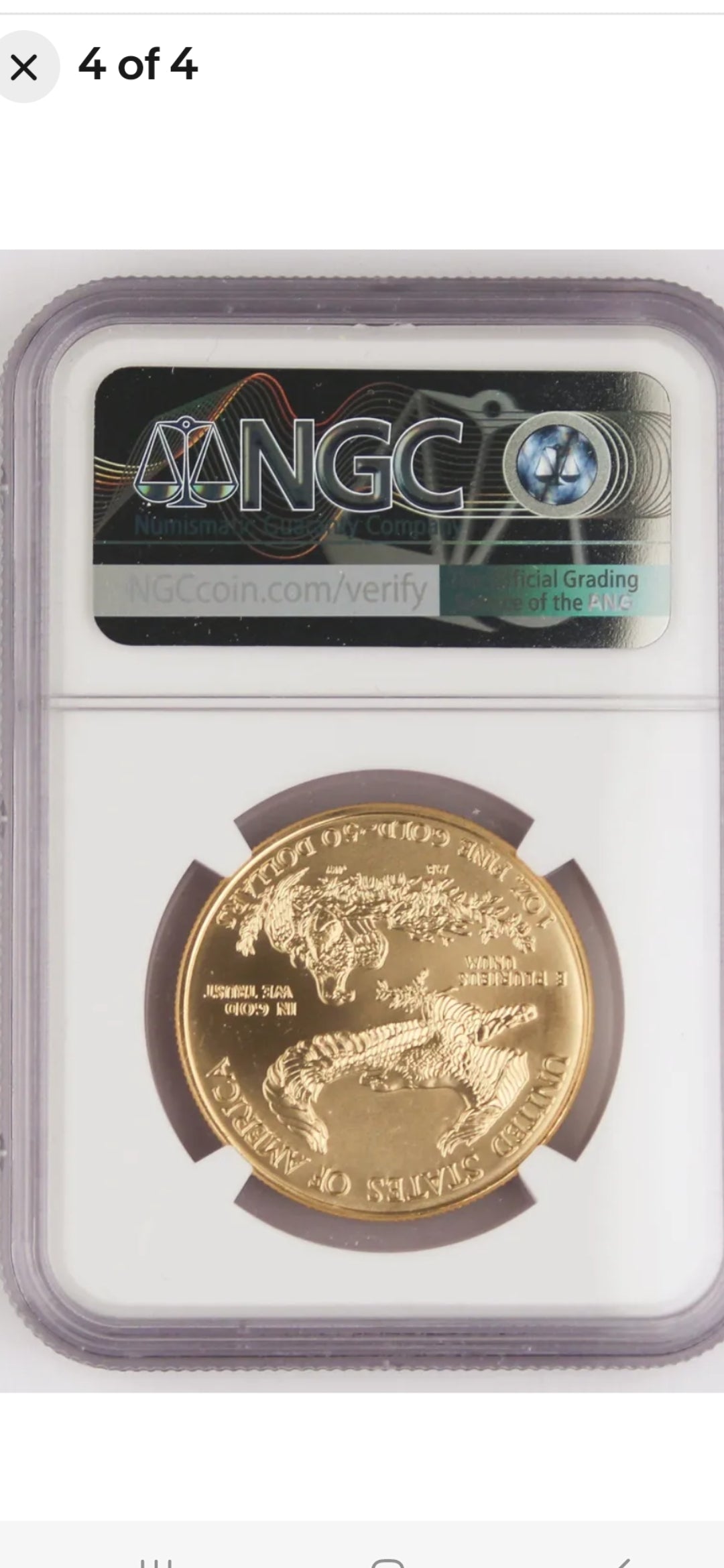 2006 $50 AGE BURNISHED (W) MS69 MINT ERROR OBVERSE STRUCK THRU NGC