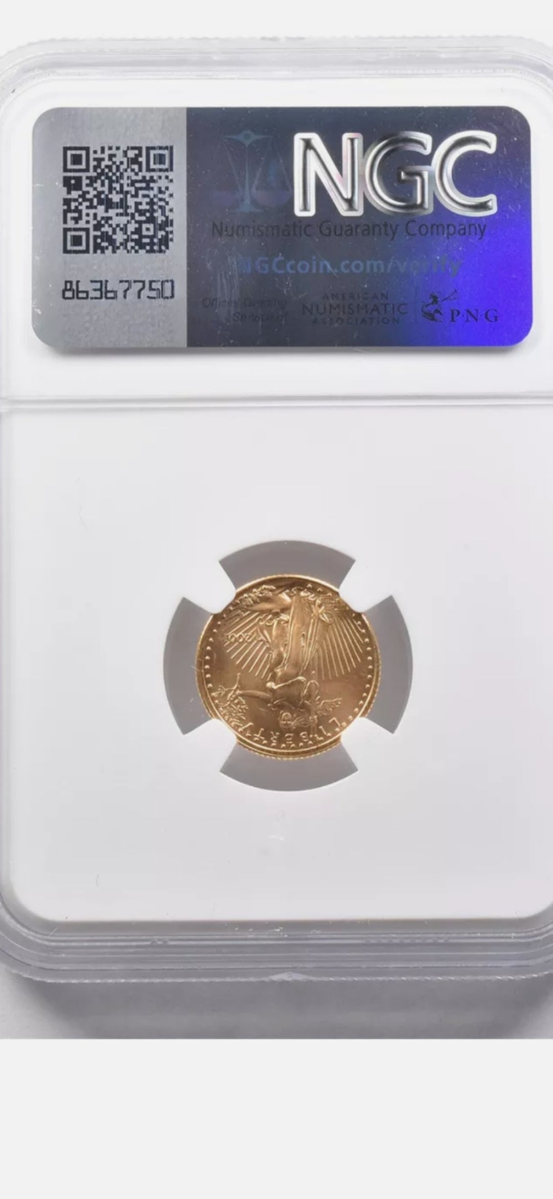 2001 W $5 1/10TH OZ GOLD EAGLE MS69 MINT ERROR REVERSE STRUCK THRU NGC- MULE