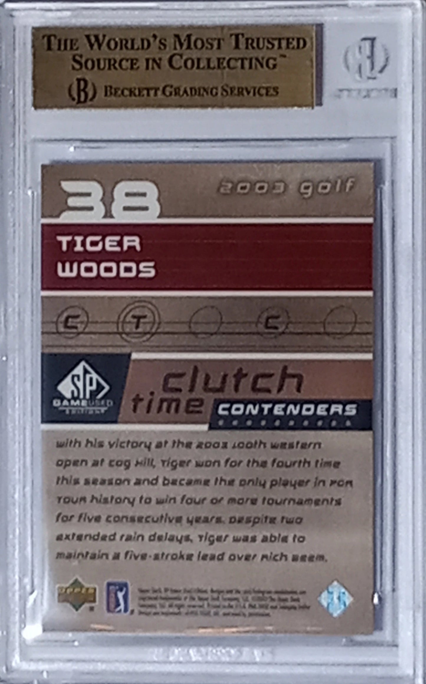 2003 SP GAME USED EDITION TIGER WOODS CTC CERT.BGS 9.5 GRADE - Goldstar Mint