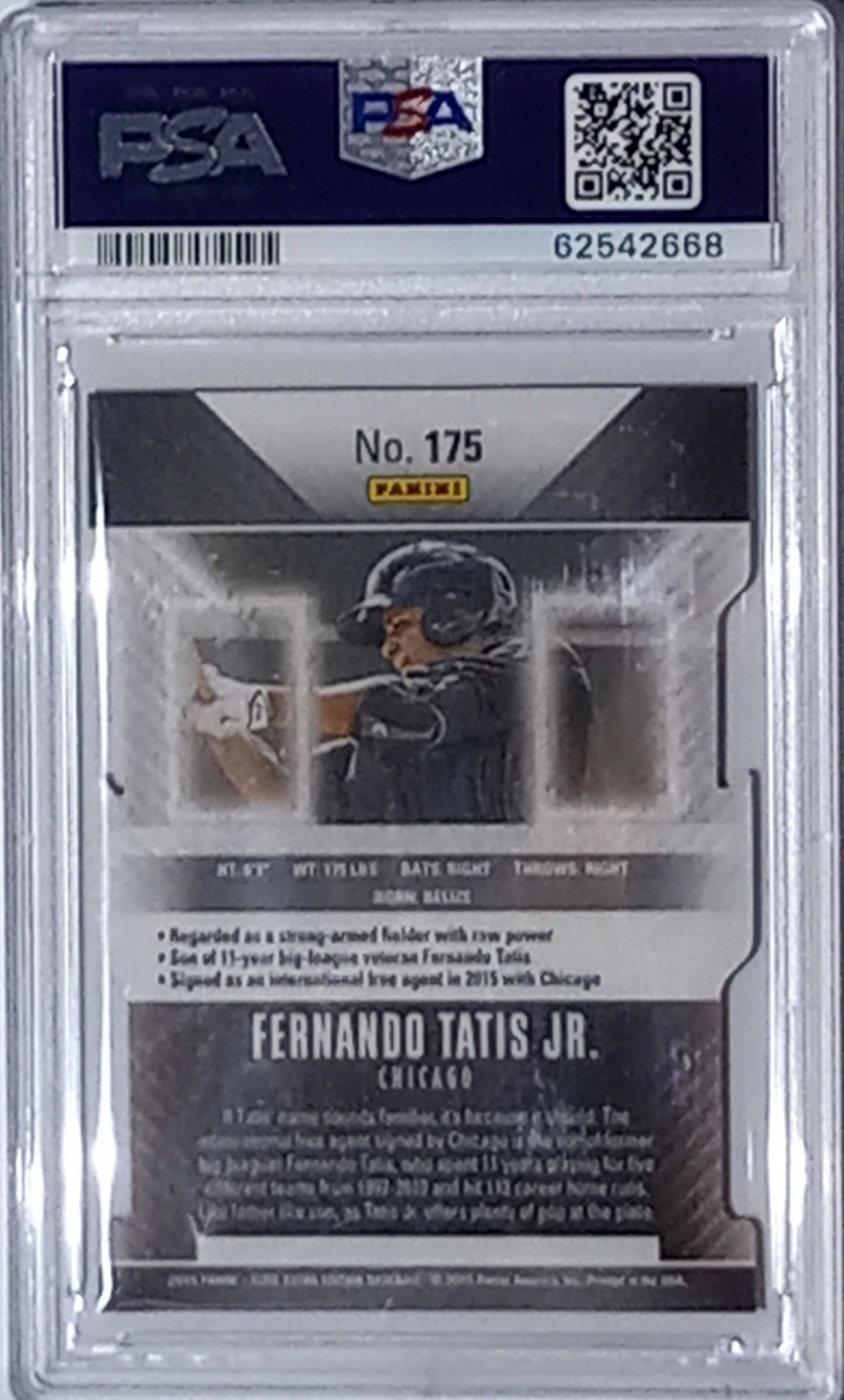 2015 ELITE EXTRA EDITION FERNANDO TATIS JR .BLACK STATUS DIE CUT 1 OF 1 PSA CERTIFICATION. GRADE 9 - Goldstar Mint
