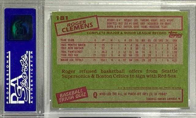 1989 TOPPS ROGER CLEMENS PSA GRADED 8 - Goldstar Mint