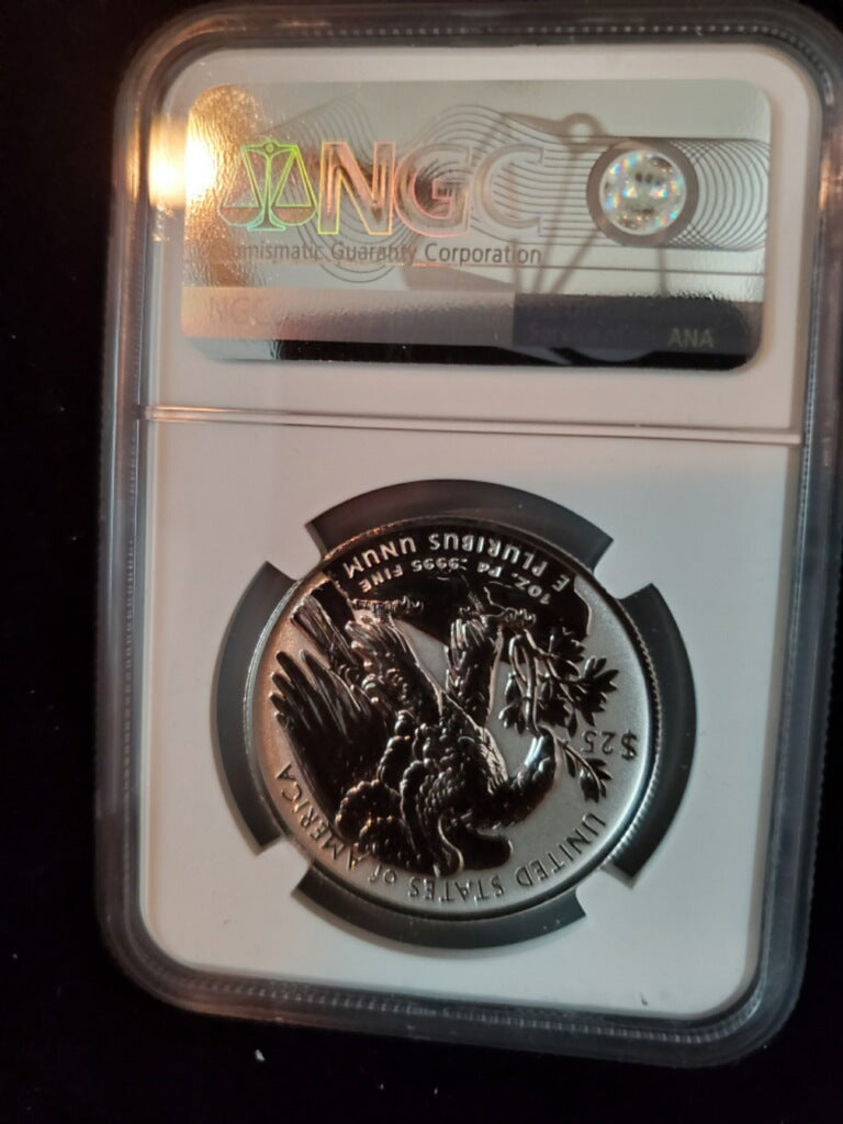 2019 W $25 PALLADIUM EAGLE 1 OZ HIGH RELIEF F.D.I NGC REVERSE PF70 SIGNED BY ED MOY - Goldstar Mint