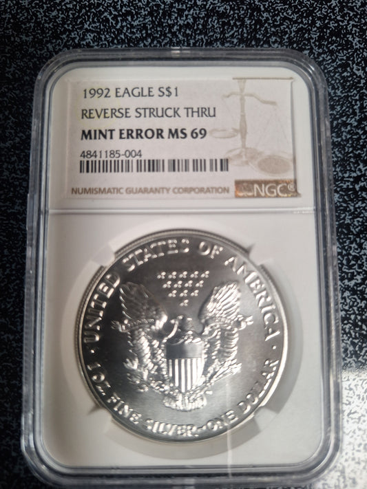 1992 ASE MS69 MINT ERROR REVERSE STRUCK THUR