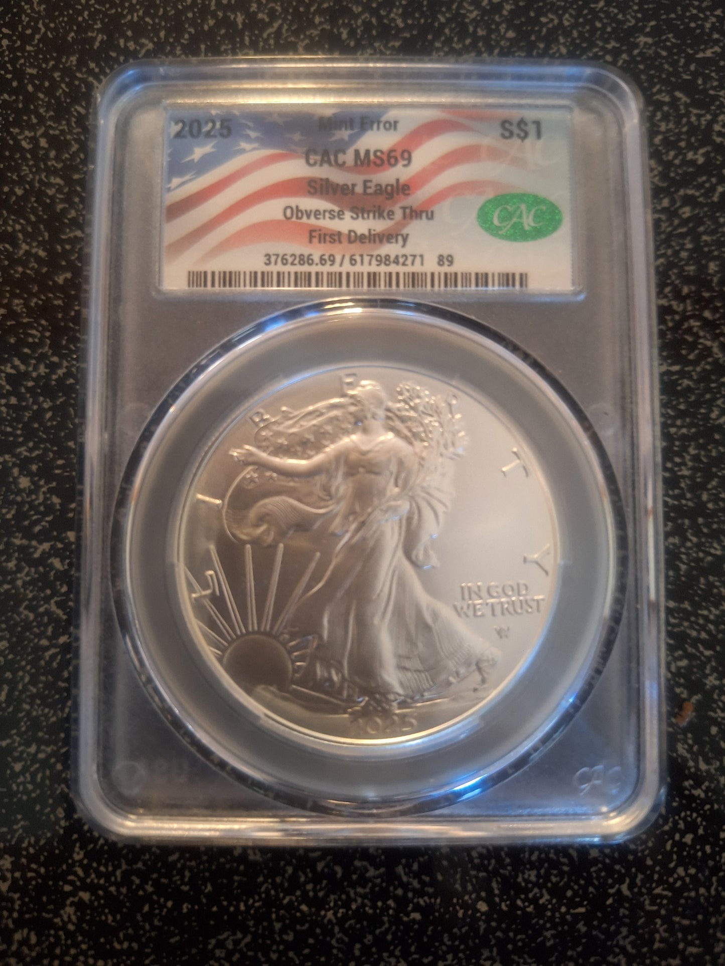 2025 $1 AMERICAN SILVER EAGLE MS69 MINT ERROR CAC