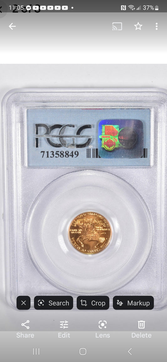 1998 $5 1/10th oz.AGE WTC RECOVERY MS69 PCGS