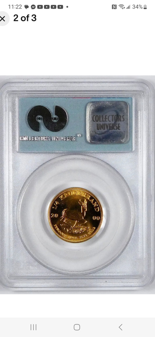 2000 S.AFRICA GOLD KRUGERRAND 1/10th OZ WTC RECOVERY 9-11-01 PCGS