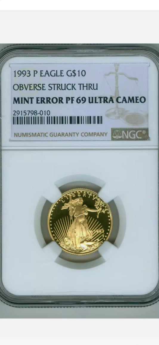1993 P $10 1/4TH OZ GOLD EAGLE PR69 ULTRA CAMEO