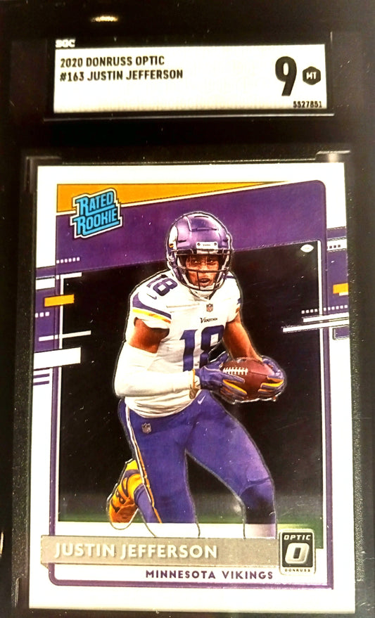 2020 OPTIC JUSTIN JEFFERSON ROOKIE #163 CERTIFIED BY  SGC GRADED 9 - Goldstar Mint 