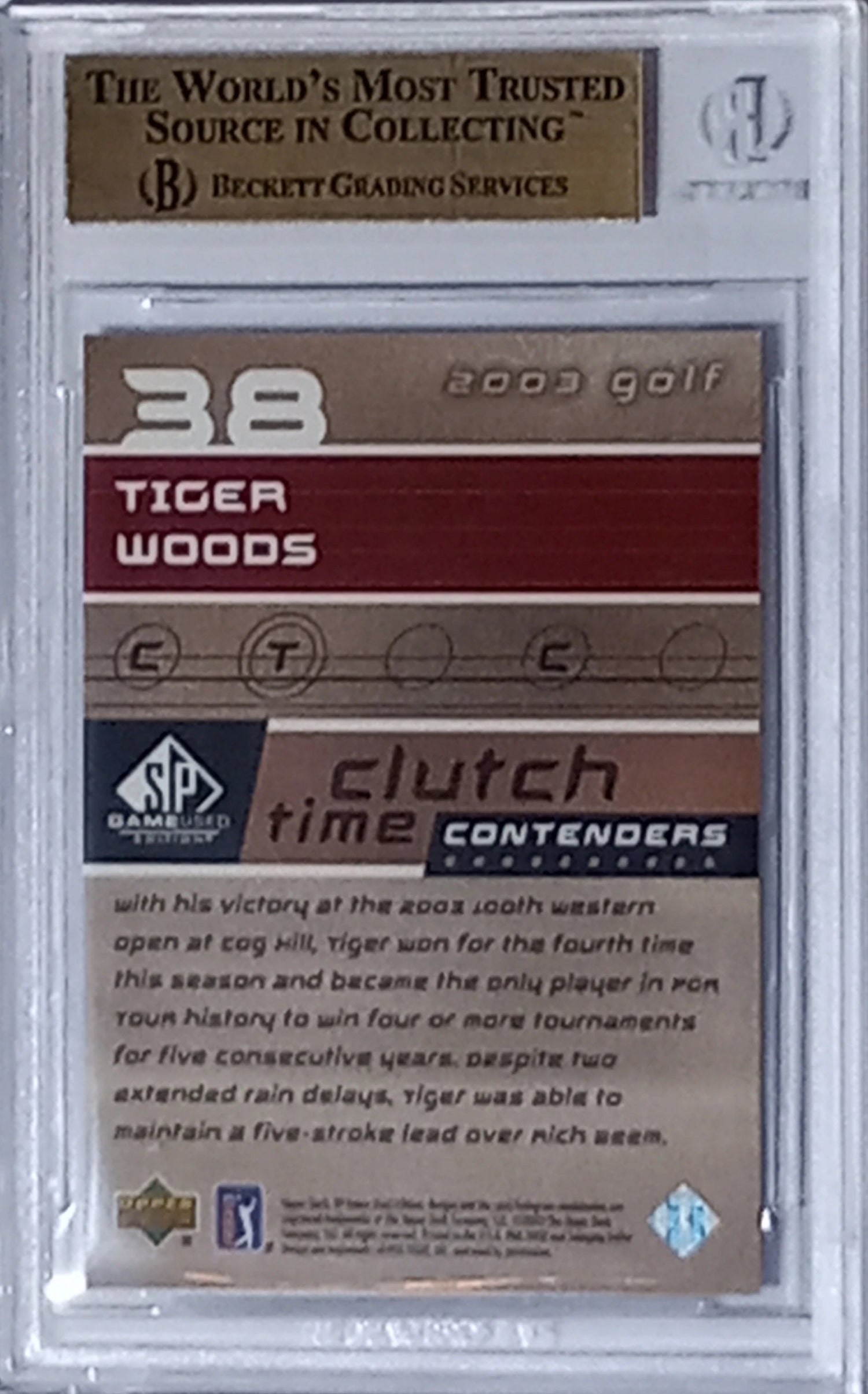 2003 SP GAME USED EDITION TIGER WOODS CTC CERT.BGS 9.5 GRADE - Goldstar Mint 