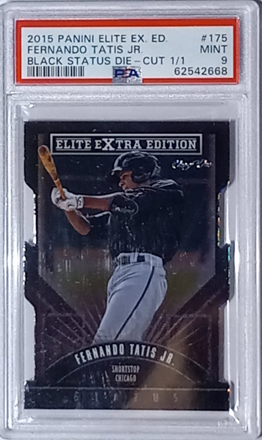 2015 ELITE EXTRA EDITION FERNANDO TATIS JR .BLACK STATUS DIE CUT 1 OF 1 PSA CERTIFICATION. GRADE 9 - Goldstar Mint