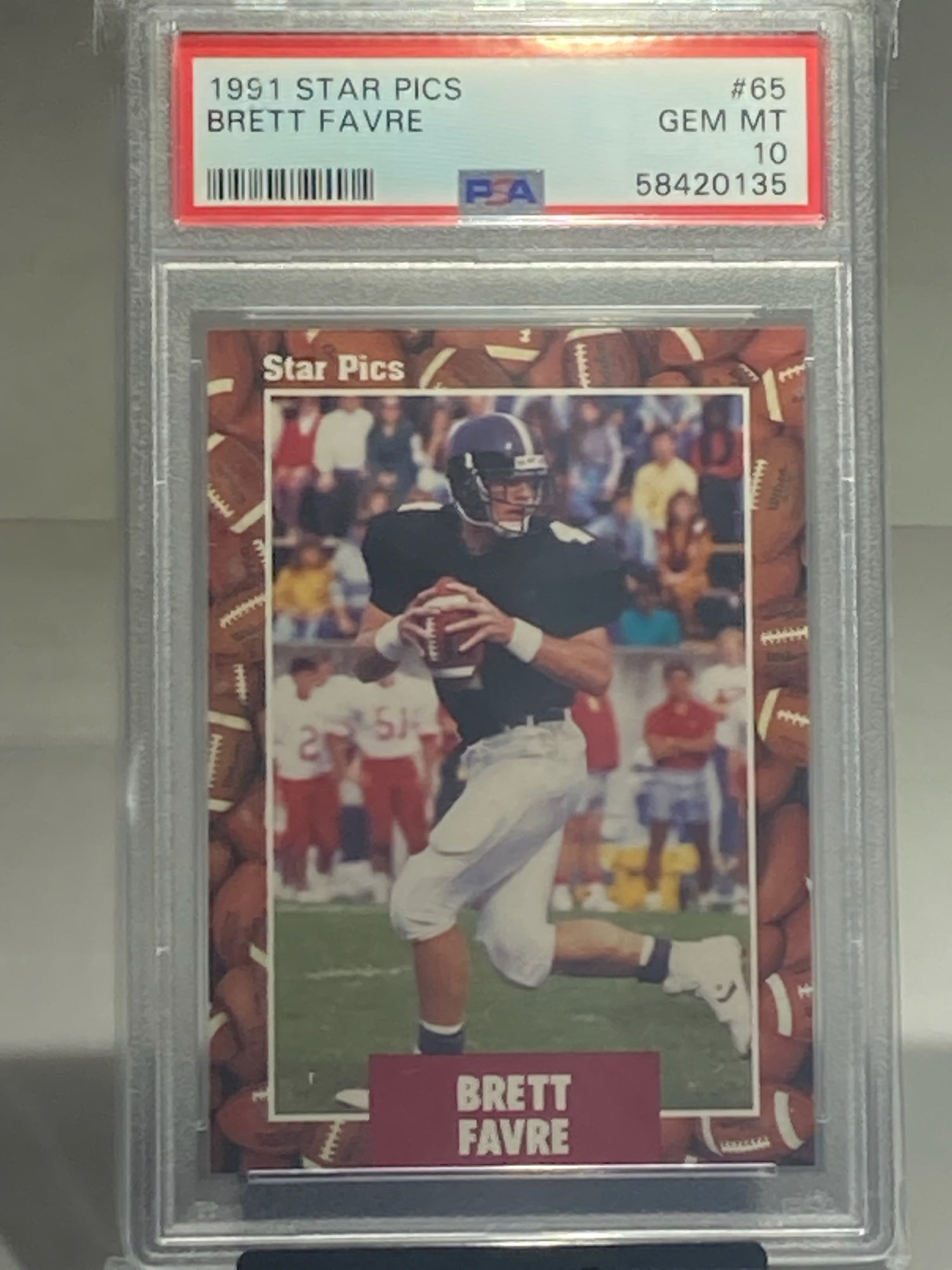 1991 BRETT FARVE ROOKIE- STAR PICS #65 PSA GRADED 10 GEM MT - Goldstar Mint 