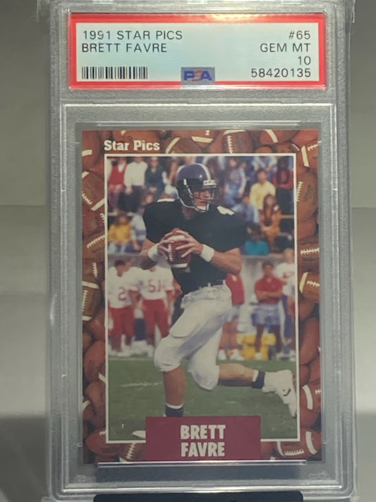 1991 BRETT FARVE ROOKIE- STAR PICS #65 PSA GRADED 10 GEM MT - Goldstar Mint