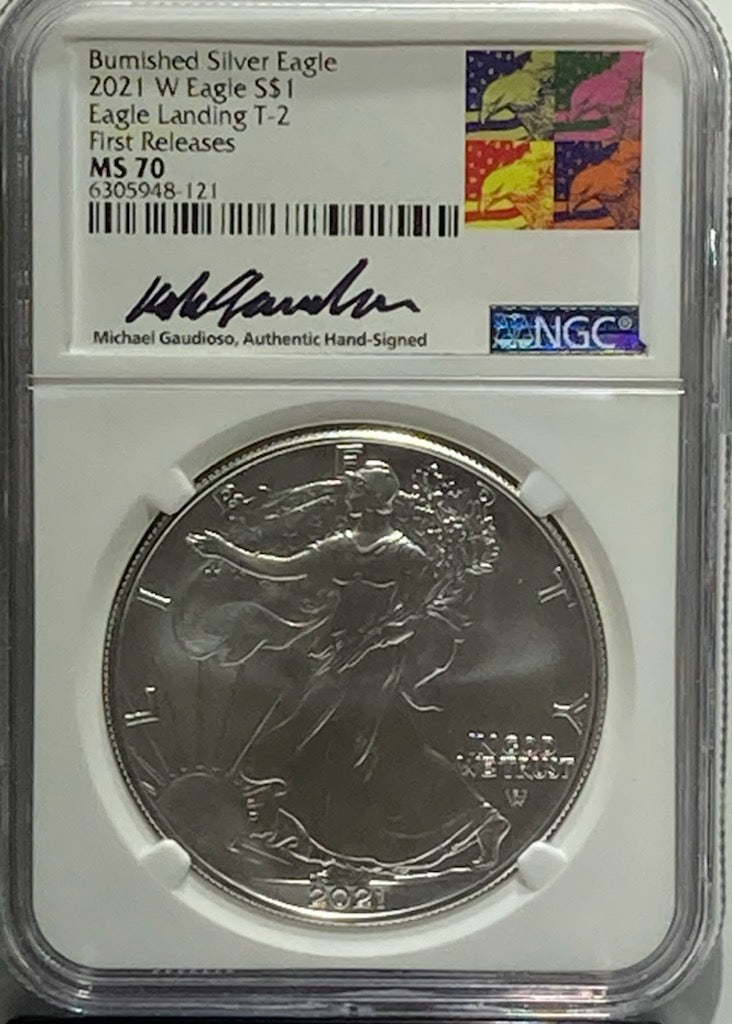 2021 W ASE $1 NGC BURNISHED MS70 SIGNED BY MICHAEL GAUDIOSO - Goldstar Mint 