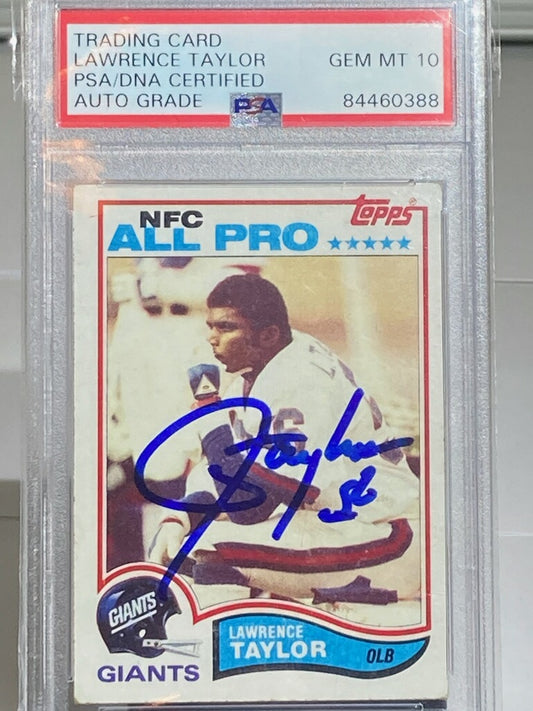 1981 TOPPS LAWRENCE TAYLOR ROOKIE PSA CERTIFIED AUTO GRADE 10 - Goldstar Mint 