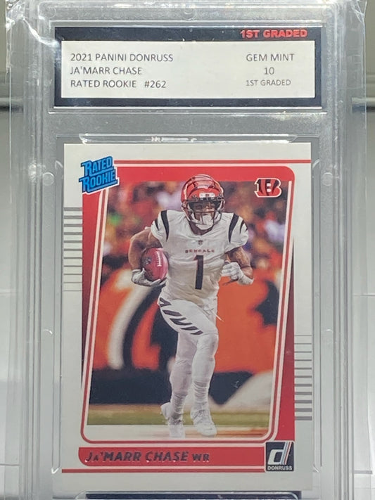 2021PANINI DOMRUSS JA'MARR CHASE RATED ROOKIE 1ST GRADED 10 - Goldstar Mint 