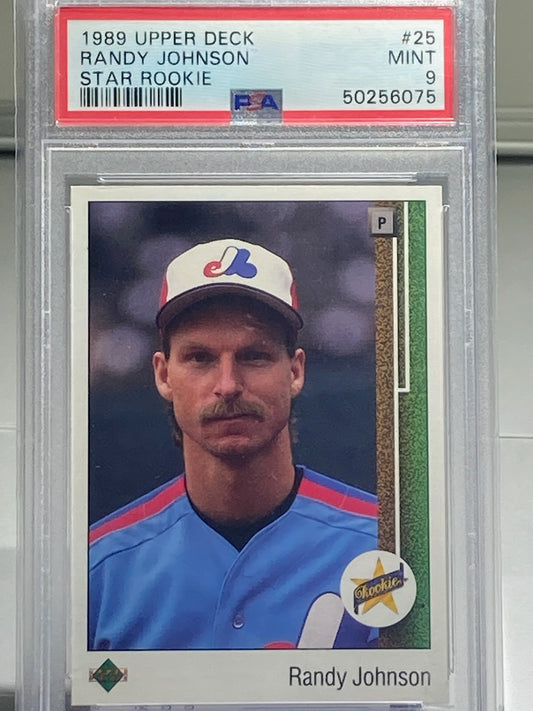 1989 UPPER DECK RANDY JOHNSON STAR ROOKIE PSA GRADED MINT 9 #25 - Goldstar Mint