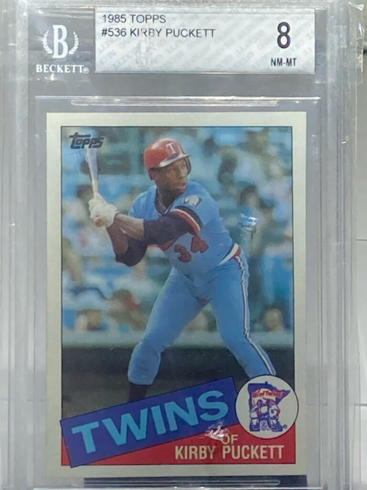1985 TOPPS KIRBY PUCKETT  ROOKIE BECKETT GRADED 8 #536 - Goldstar Mint 