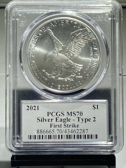 2021 $1 PCGS MS70 SILVER EAGLE - TYPE 2 SIGNED BY THOMAS CLEVELAND - Goldstar Mint