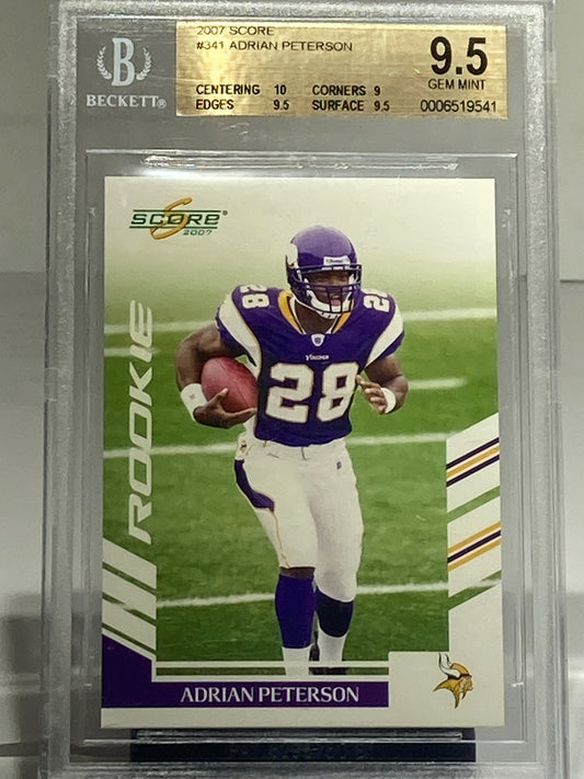 2007 SCORE ADRIAN PETERSON ROOKIE BECKETT GRADED 9.5 GEM MINT - Goldstar Mint 