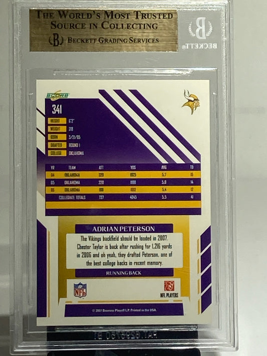 2007 SCORE ADRIAN PETERSON ROOKIE BECKETT GRADED 9.5 GEM MINT - Goldstar Mint