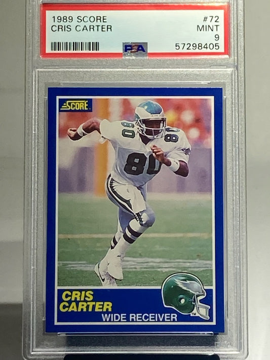 1989 SCORE CRIS CARTER ROOKIE PSA GRADED 9 - Goldstar Mint 