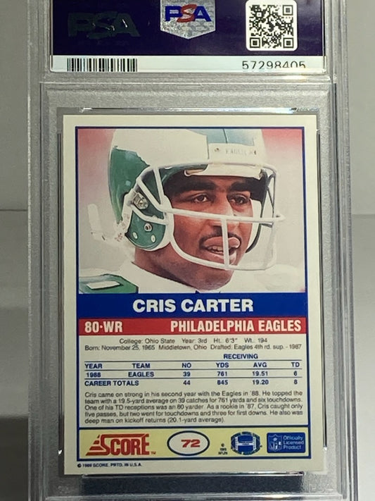 1989 SCORE CRIS CARTER ROOKIE PSA GRADED 9 - Goldstar Mint 