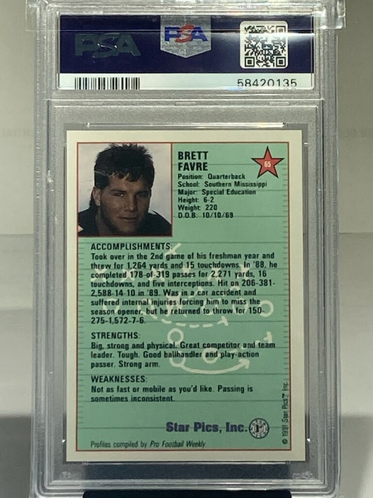 1991 BRETT FARVE ROOKIE- STAR PICS #65 PSA GRADED 10 GEM MT - Goldstar Mint 