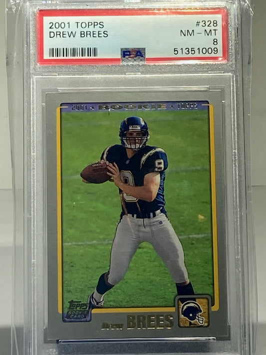 2001 TOPPS DREW BREES ROOKIE PSA GRADED 8 - Goldstar Mint
