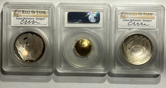 2014 BASEBALL H.O.F PCGS SILVER AND GOLD  3 COIN SET - Goldstar Mint 