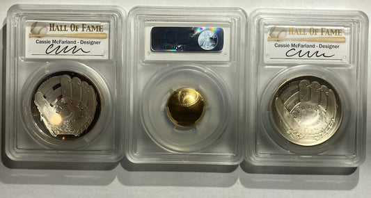 2014 BASEBALL H.O.F PCGS SILVER AND GOLD 3 COIN SET - Goldstar Mint
