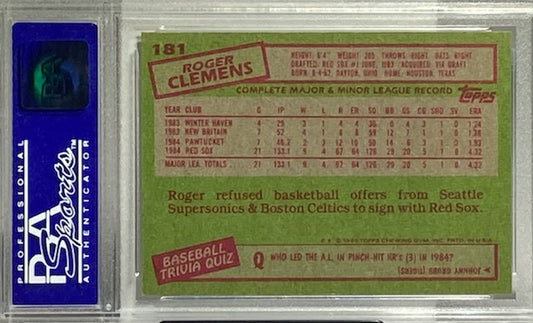 1989 TOPPS ROGER CLEMENS  PSA GRADED 8 - Goldstar Mint 