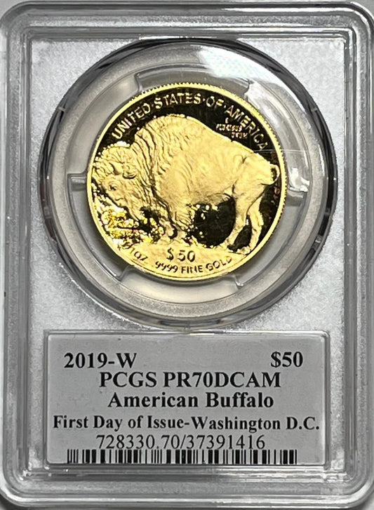 2019 (W) $50 GOLD BUFFALO PCGS PR70 CITY RELEASE- WASHINGTON DC SIGNED BY ED MOY - Goldstar Mint