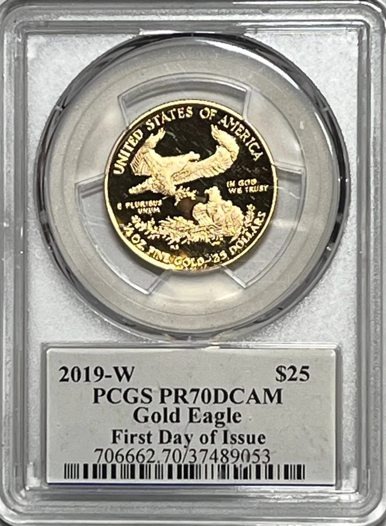 2019 (W) $25 PCGS PR70 DCAM GOLD EAGLE FIRST DAY ISSUE SIGNED BY ED MOY - Goldstar Mint 