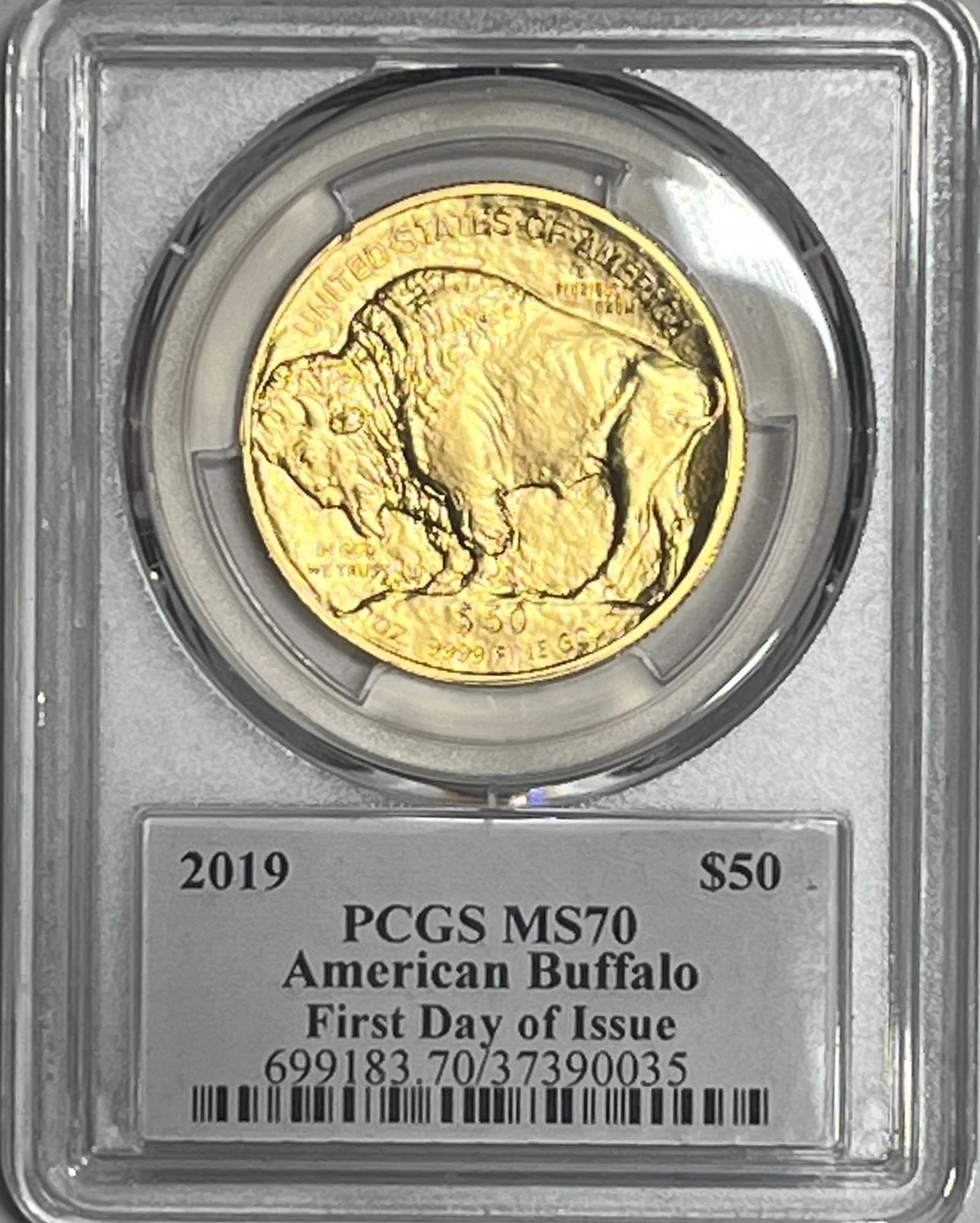 2019 AMERICAN GOLD BUFFALO $50  MS70 FIRST DAY OF ISSUE SIGNED BY ED MOY - Goldstar Mint 