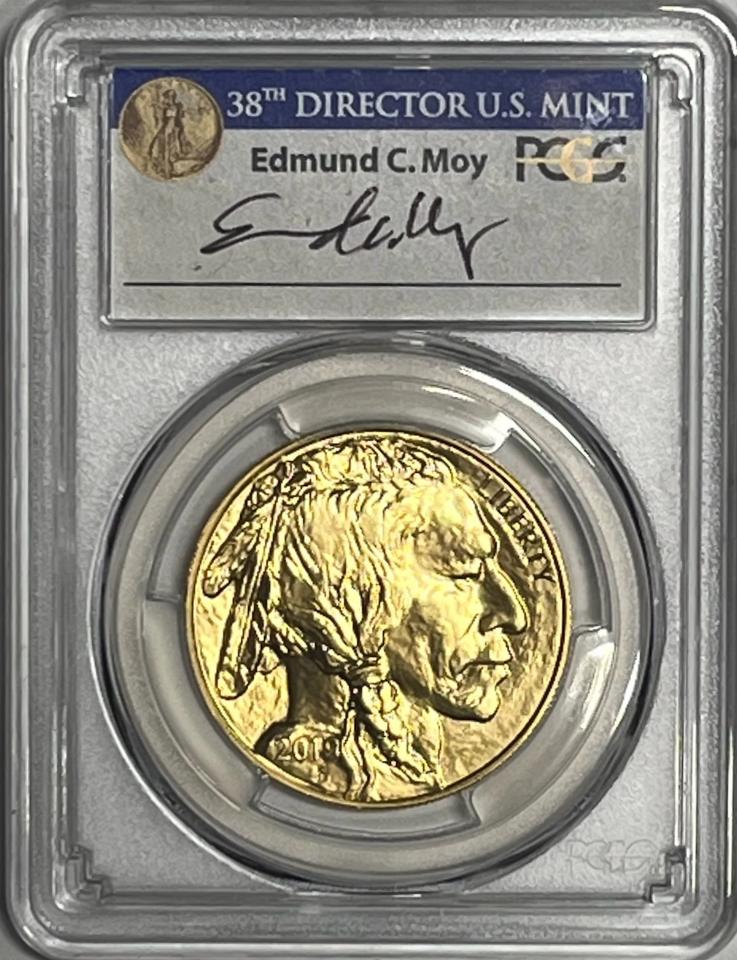 2019 AMERICAN GOLD BUFFALO $50  MS70 FIRST DAY OF ISSUE SIGNED BY ED MOY - Goldstar Mint 
