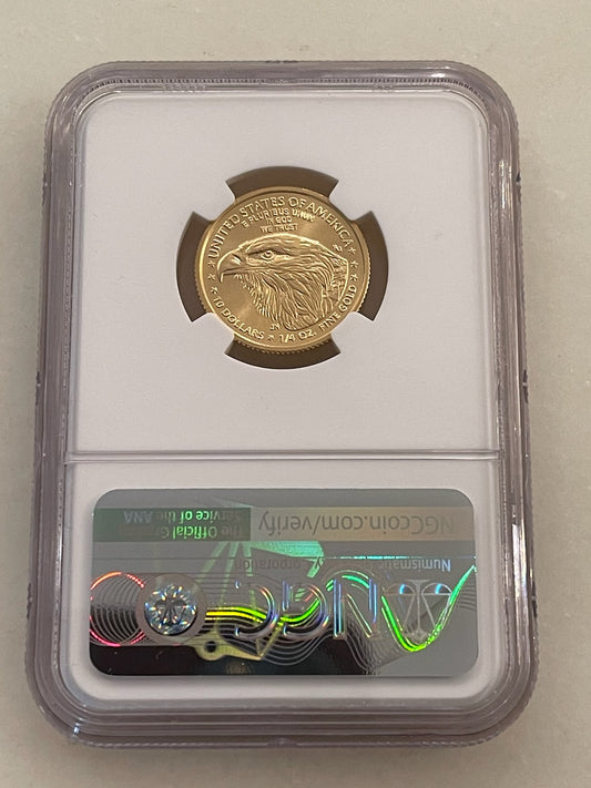 2021W EAGLE G $10 NGC MS70 T-2 WITH "W" ERROR COIN- MULE SIGNED BY JENNIE NORRIS - Goldstar Mint