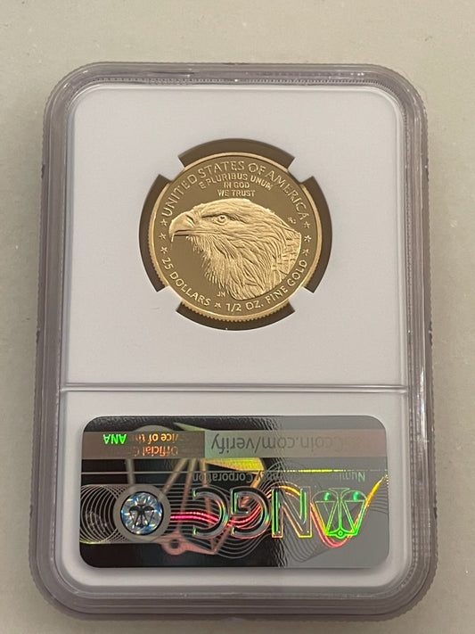 2021 W NGC EAGLE G $25  T-2 1/2 OZ PF70 ULTRA CAMEO FIRST RELEASES- 35TH ANNV. - Goldstar Mint 