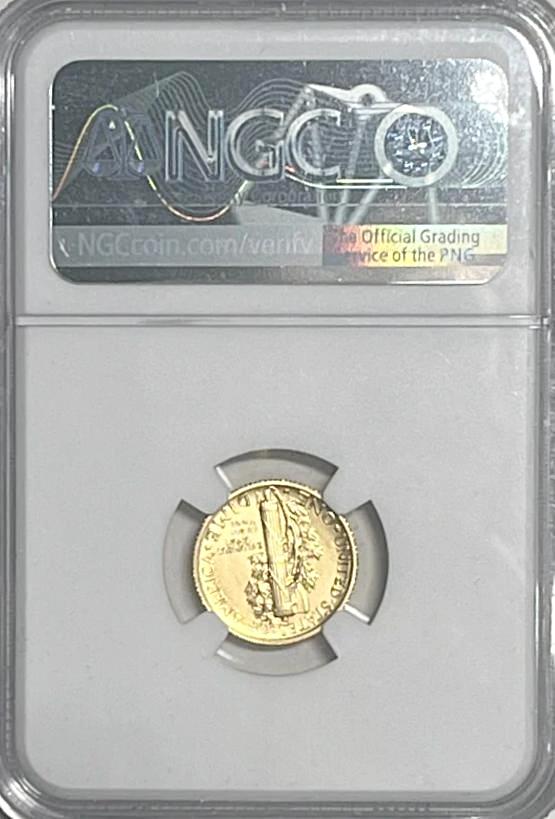 2016 .10 (W) MERCURY DIME 24K 1/10 OZ SP70 SIGNED BY MIKE CASTLE - Goldstar Mint 