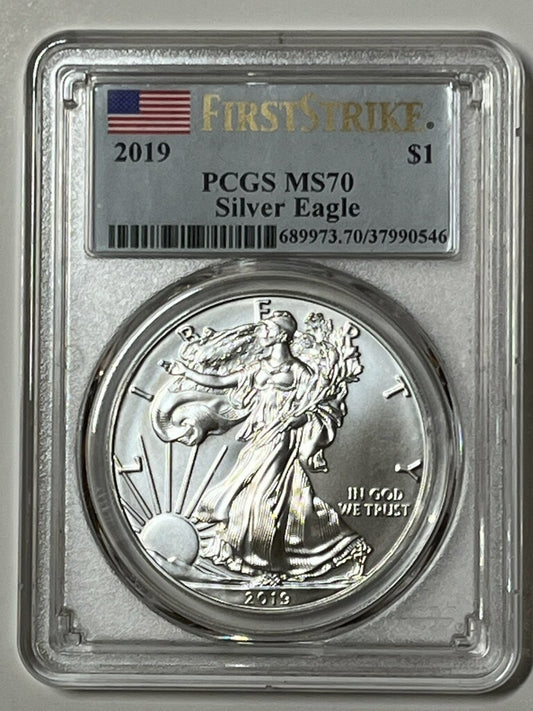 2019 S $1 PCGS SILVER EAGLE MS70 FIRST SKRIKE - Goldstar Mint